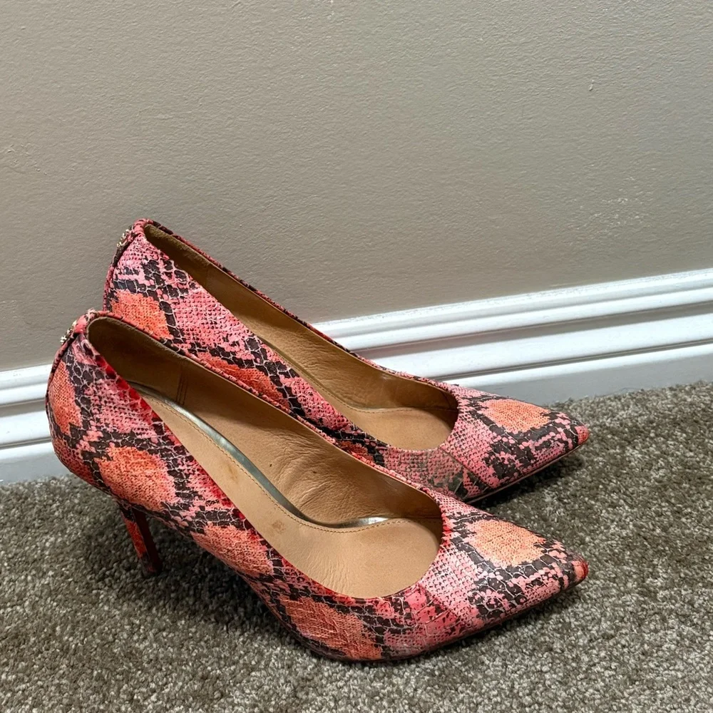 Coach Two Tones Orange and Pink Snakeskin Women's Heels - Picture 2 of 7